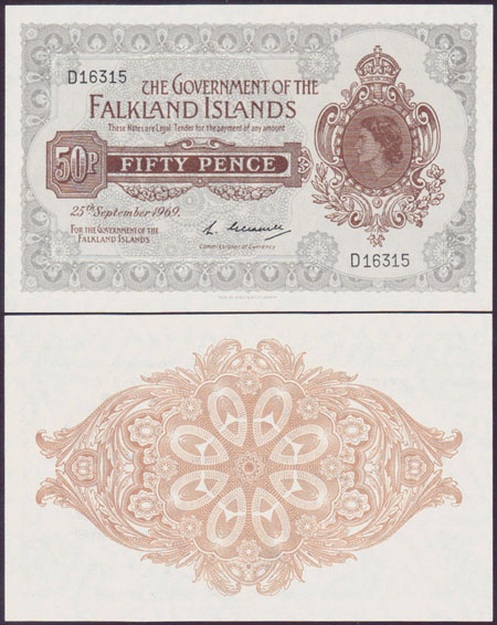 1969 Falkland Islands 50 Pence (Unc) (L002012)